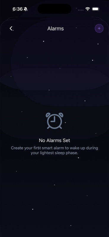 Sonopeace mobile app alarm screen